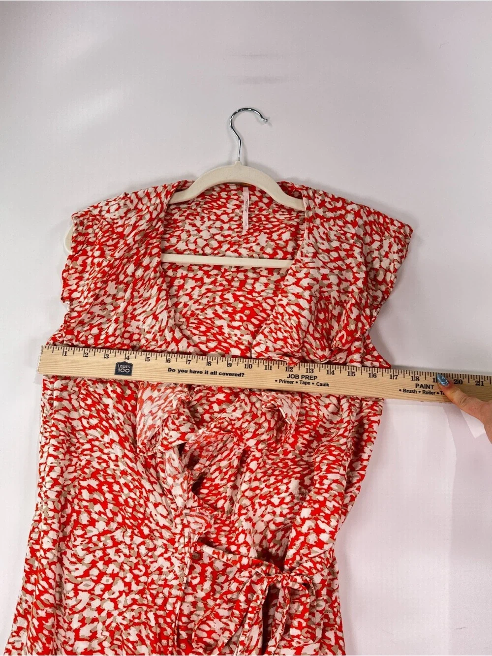 Free People French Quarter Wrap Dress Ruffle Abstract Print Red L